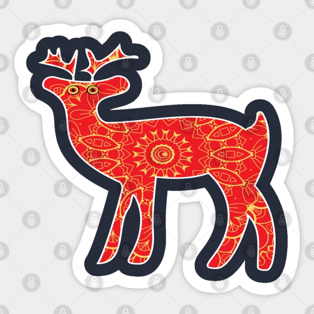 Golden egyptian happy deer, Luxury Mandala art Sticker by Vector Pro